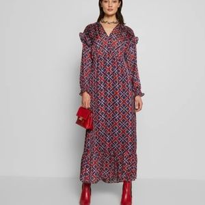 Scotch & Soda Red and Blue Geometric Maxi Dress